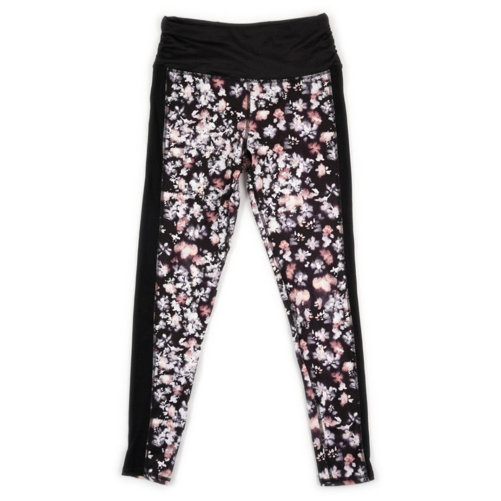 NEW SPLENDID STUDIO black pink floral print yoga legging size M